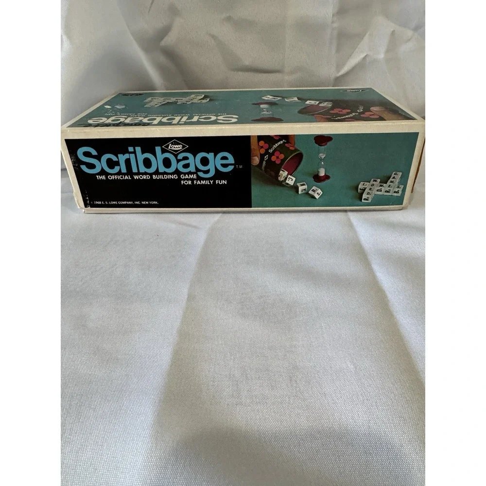 Vintage 1968 Scribbage Word Game# 948 E.S.Lowe‎ Company Inc. ALL CUBES CUP TIMER